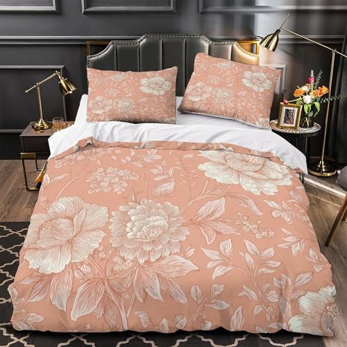 Linge de lit floral retro microfibre respirante housse couette imprimée 140x200