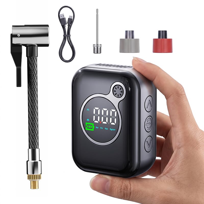 Mini Electric Bike Pump, Ultra-Lightweight 3.81 oz, 150 PSI Portable Bicycle Air Pump wit…