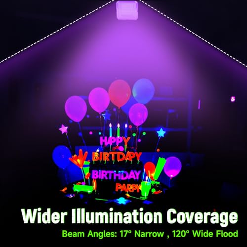Image of Benss 2 Pack 5000mAh Battery Powered Led Black Light, IP66 Waterproof, 120 LED for Halloween Party, Glow in The Dark, Fluorescent Poster, Stage Lighting, Aquarium, Body Paint, Neon Glow