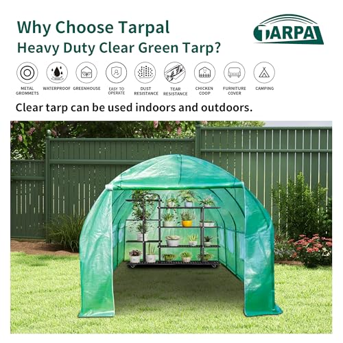 Image of TARPAL 7'x10' Clear Green Tarp Heavy Duty Waterproof 12mil with Grommets