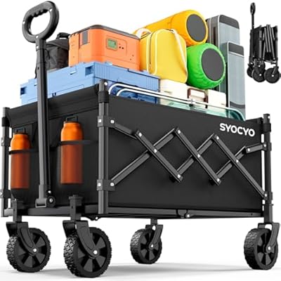 SYOCYO Collapsible Wagon Cart 330lbs Beach Fold...