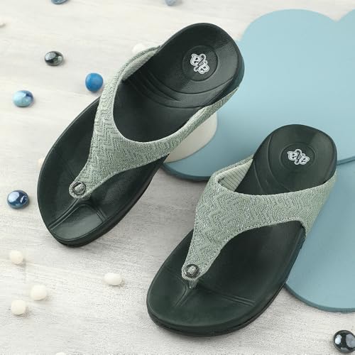 Image of Liberty A-HA Peach & Green Flip-Flops for Women - PU Slip-On