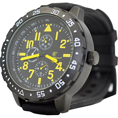 Smith & Wesson Men's Calibrator Watch, 5ATM, Stainless Steel Caseback, Precision Quartz, Black Rubber Strap, 51mm2