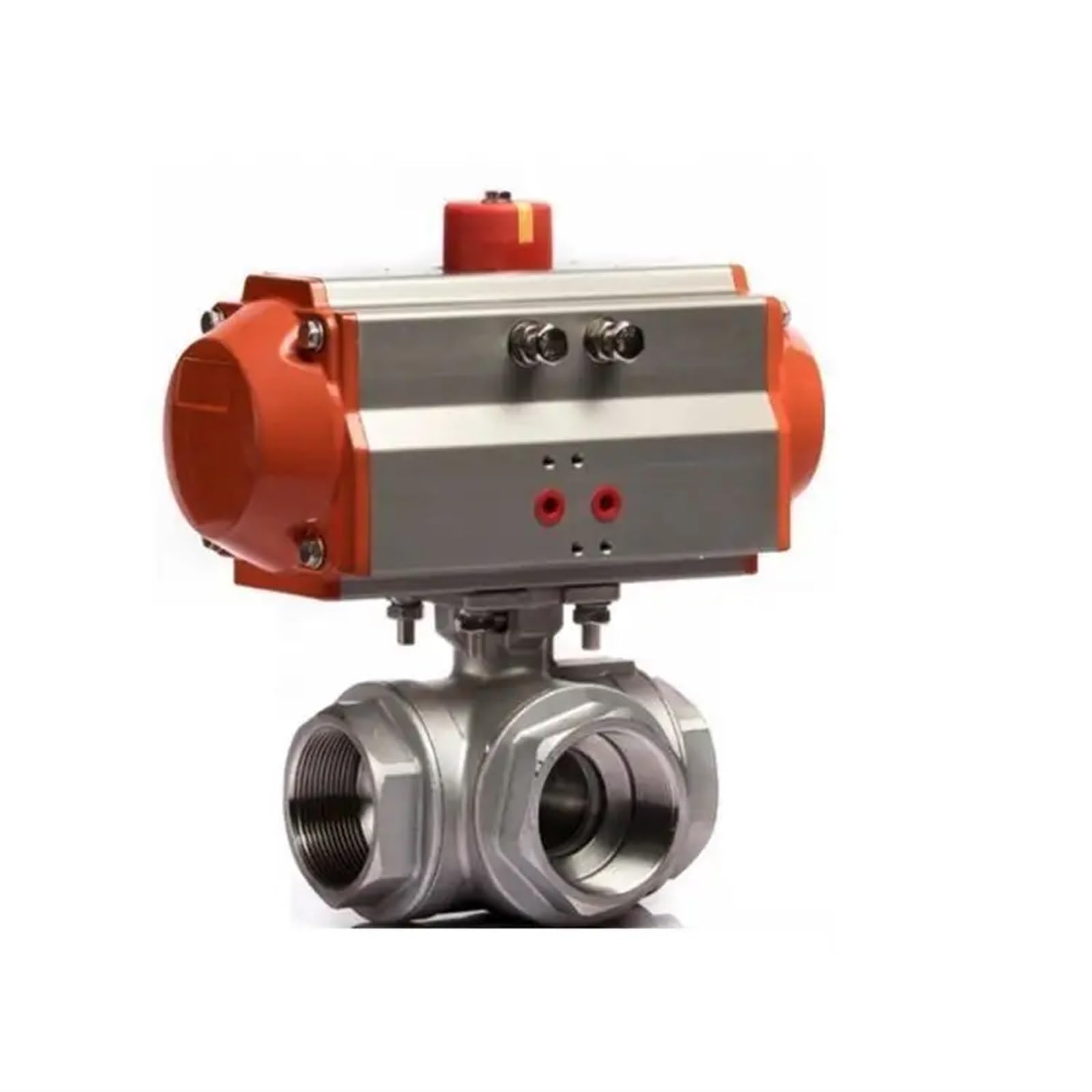 DMBGRXJF 2inch 304 Stainless Steel 3 Way Platform Pneumatic Ball Valve With Double Acting Cylinder 1Pcs(Color:L Type)