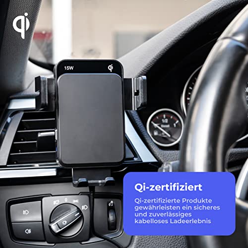 Wegman Handyhalterung Auto mit Ladefunktion 15W Qi, Smartphone Halterung Auto für Lüftung, Armaturenbrett & Windschutzscheibe (inkl Ladegerät & USB C Kabel) MagSafe Autohalterung, KFZ Handy Halterung – Bild 6