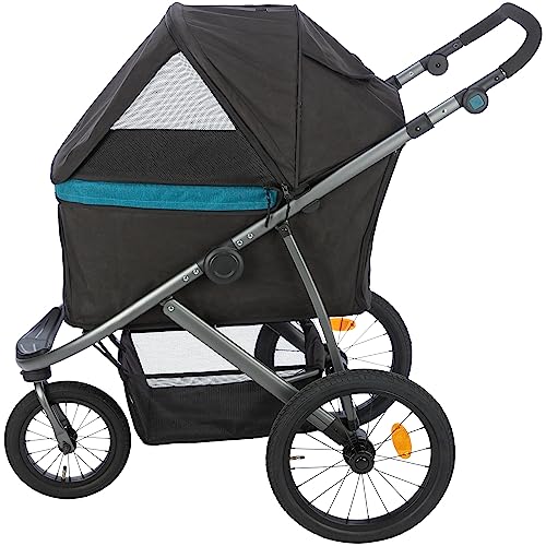 TRIXIE Hundebuggy, Wagen für Hunde, 60 × 112 × 120 cm, 12,5 kg, schwarz/Petrol bis zu 20 kg belastbar - 28960