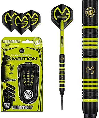 20 Gram Winmau Michael Van Gerwen Ambition Coated Brass Soft Tip Darts - MvG