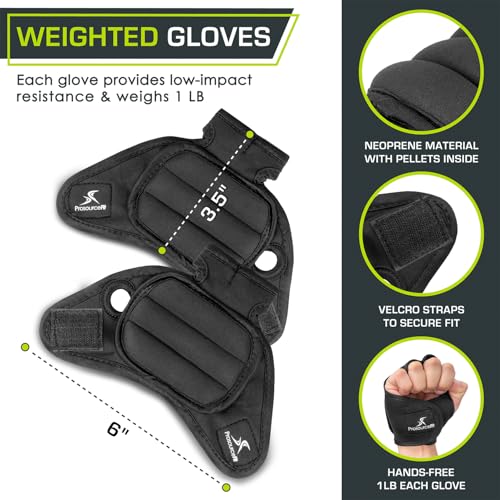 Image of ProsourceFit Weighted Gloves Set, 2 lb Pair / 1 lb Each, Neoprene Hand Weights for Walking, Cardio, Aerobics, Boxing, Toning, and Sculpting