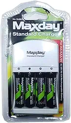 Carregador P/Pilhas AA, AAA e 9V, Incluso 4 Pilhas AA Recarregáveis 4800mAh Ni-MH, Bivolt, Para Controles, Câmeras, Brinquedos, LED, Relógio, Compacto e Econômico, Xbox e Acessórios