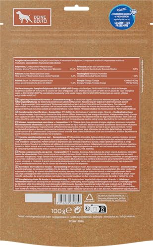 DOKAS Kaninchen-Rippen – Getreidefreier Premium Natursnack für Hunde aus getrockneten Kaninchen-Rippen – 1 x 100 g