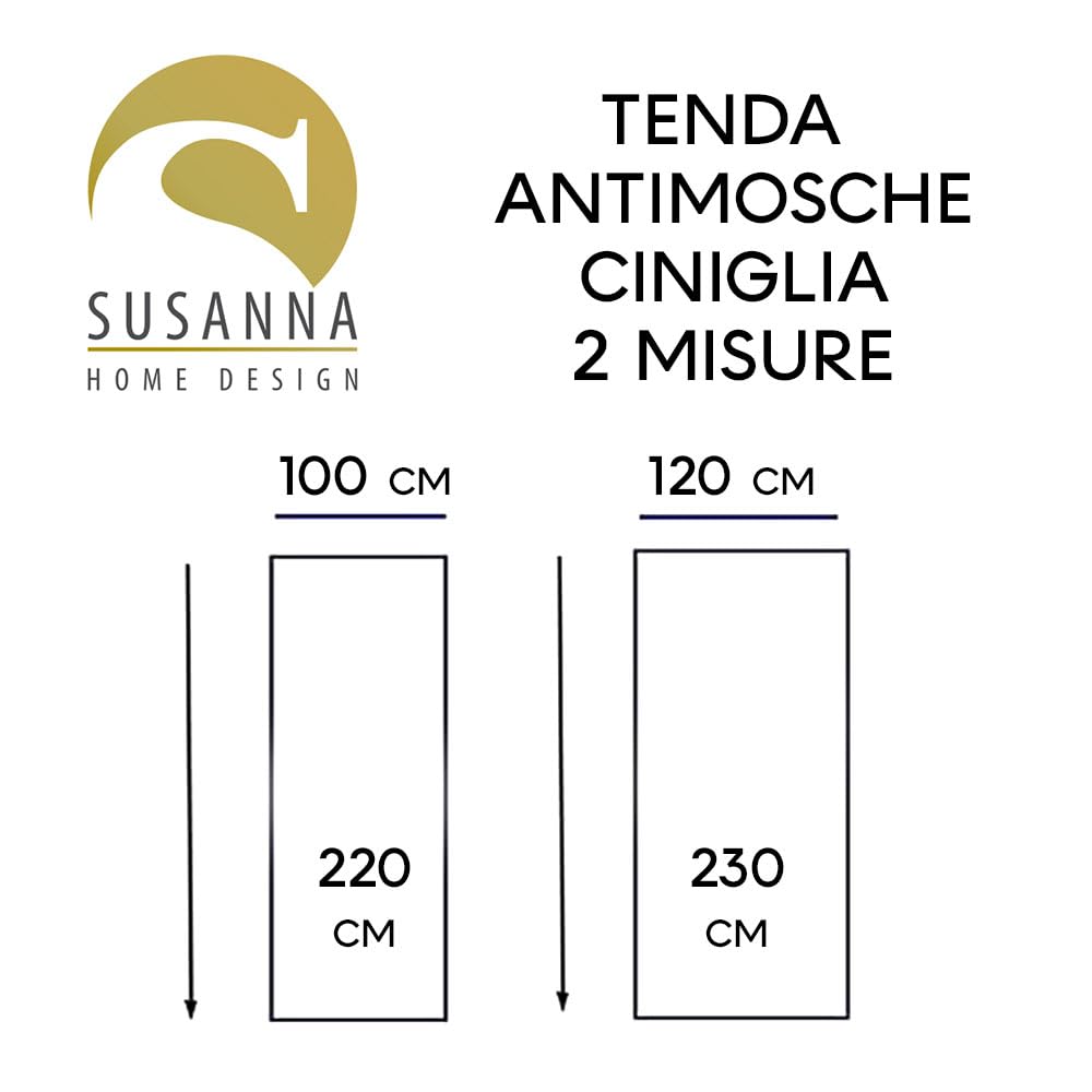 Susanna Home Tenda Antimosca Antirumore Caduta Pannello Porta Finestra Casa in Ciniglia (BRONZO, 120X230)