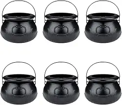 Mini Caldeirão de Bruxa Halloween - 6 Unidades Preto