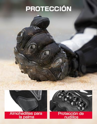 Detalle de las almohadillas en la palma y protección de nudillos en guantes KEMIMOTO