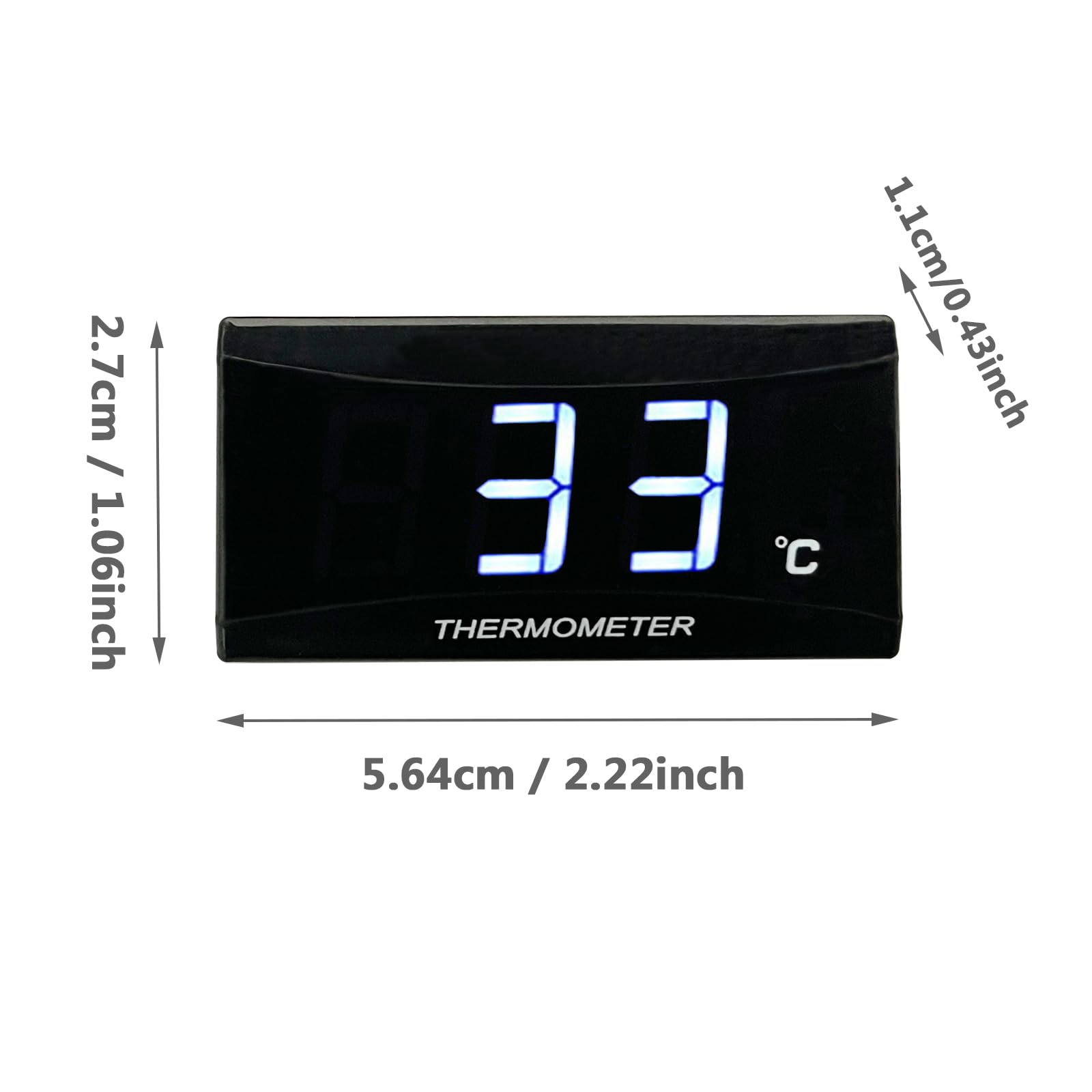 Thermomètre Numérique pour Moto, Thermomètre bleu à capteur, Thermomètre à eau de moteur, Thermomètre de moto étanche avec capteur de température à sonde métallique (18mm)
