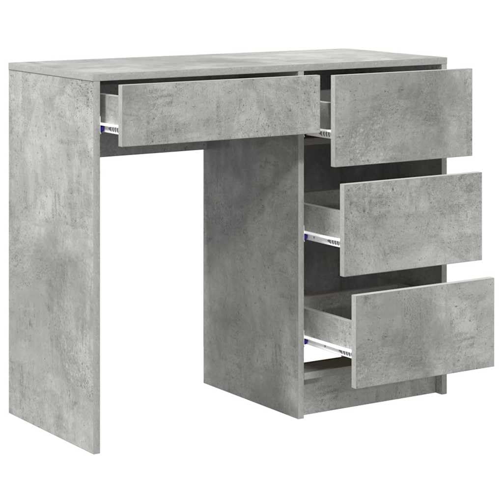 Schreibtisch Beton Grau 90 x 37,5 x 75 cm Holzwerkstoff Moderner Computertisch mit Stauraum für Home Office Büroarbeit Schreibtischzubehör