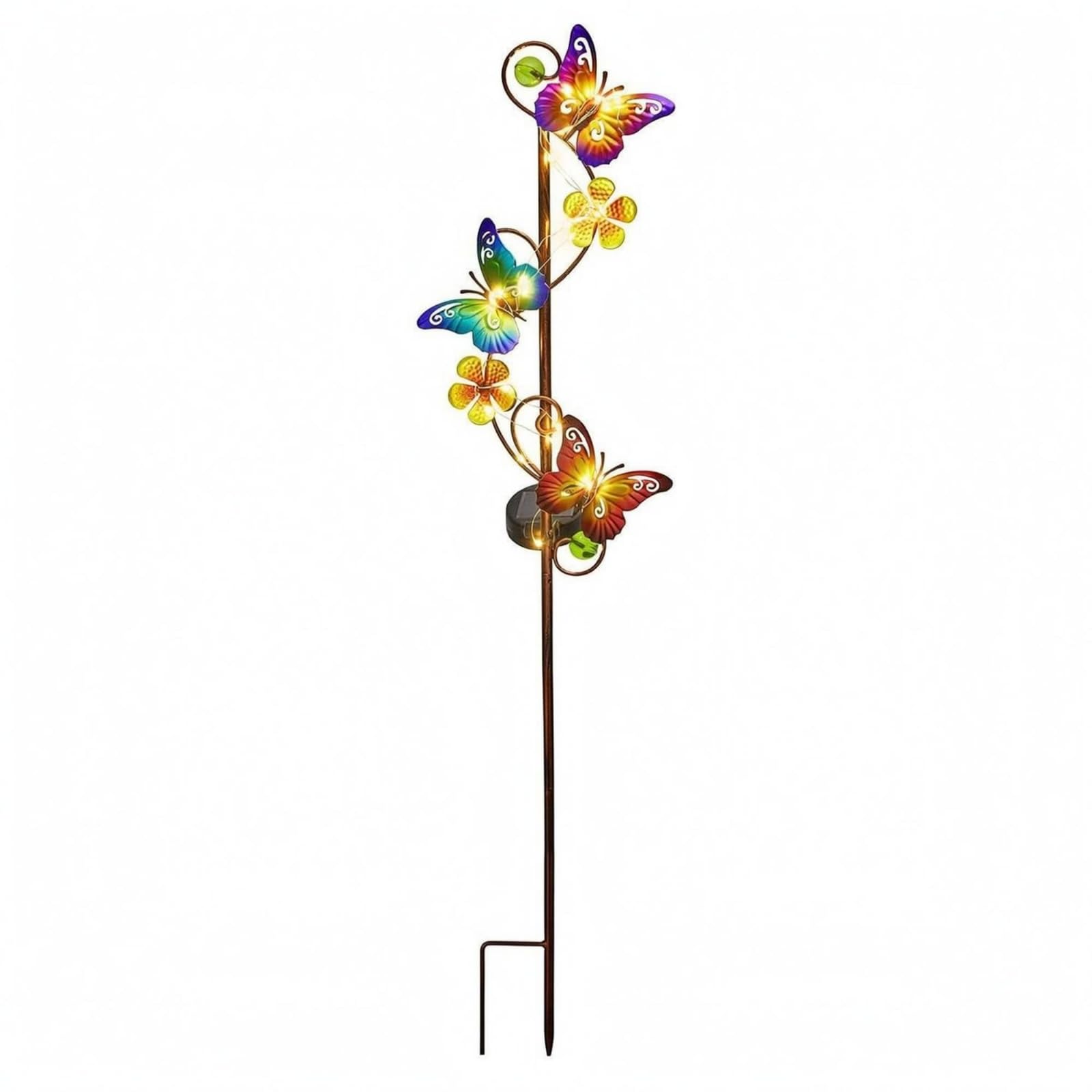 Bronze-Colored Metal Butterfly Solar Stake Warm String Lights Solar Butterfly Garden Light Decorative Flower Stake Light Vine-Like for Yard, Flower Butterfly | Home & Garden-image-32