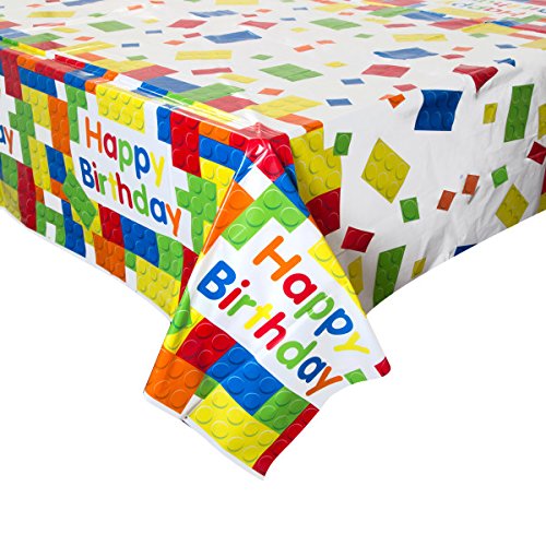 image for Unique Vibrant Building Blocks Birthday Rectangular Plastic Table Cove