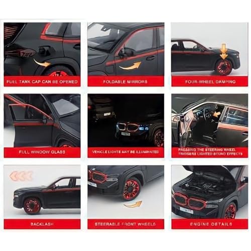 Image of 1:24 Big Bmw Xm Suv Toy Car Metal Pull Back Diecast Car With Openable Door And Sound Light, Gifts Toys For Kids, Black