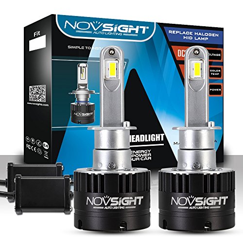 NOVSIGHT LED Headlight Bulbs Conversion Kit - H1 LED Car Front Light Headlamp Replacement - Extremely Super Bright 14400Lumens 80W 5500K Daylight White America Customize Chips