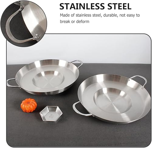 Miniatura 7 de Hemoton Comal Cazo - Utensilios de cocina cóncavos de acero inoxidable para tacos para exteriores resistentes al aire libre Cazo plancha utensilios