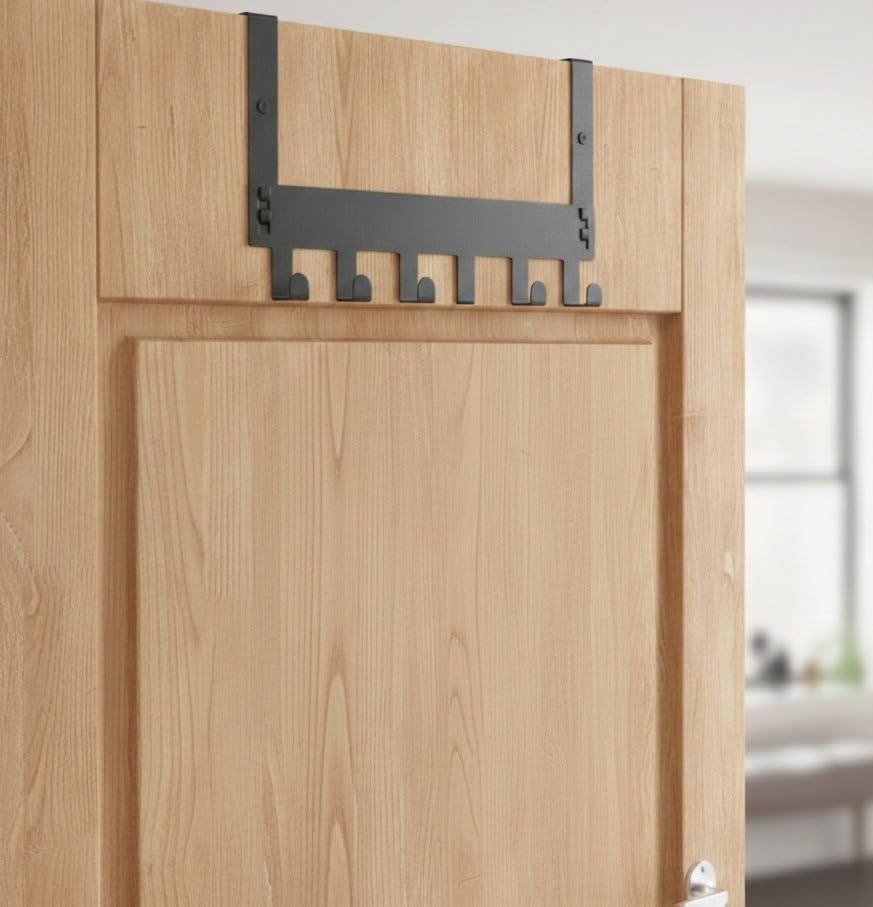 Over The Door Hook Hanger, Heavy Duty Metal Door Organizer with Multiple Hooks for Clothes, Towels and Bags, No Drilling Required | (6 Hooks)-picture-16