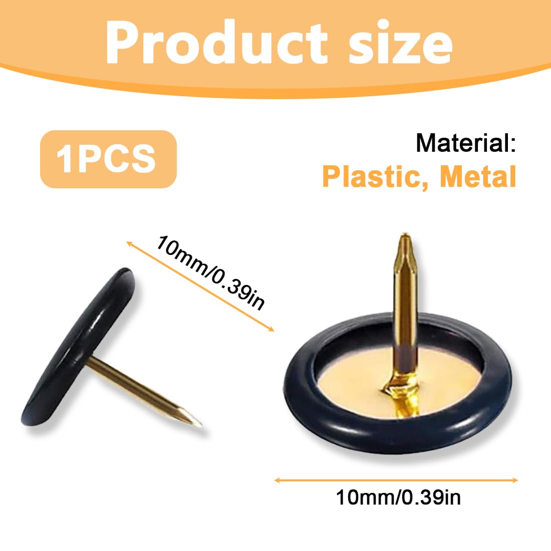 Lot De 100 Punaises Powertool Noires 10x10mm - Tête Plastique & Pointe Acier Pour Tableau Liège, Affichage