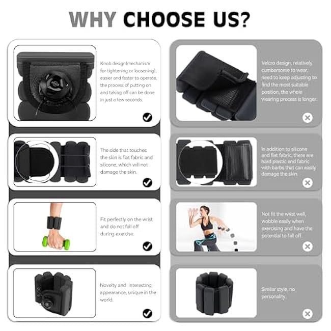 Wrist Weights - set of 2(1lb each), Adjustable Wearable Silicone Wrist & Ankle Bangles for Men and Women, Increase Training Intensity for Yoga, Pilates, Aerobics, Gym, Swimming, Hiking, Housework, Jogging, etc.