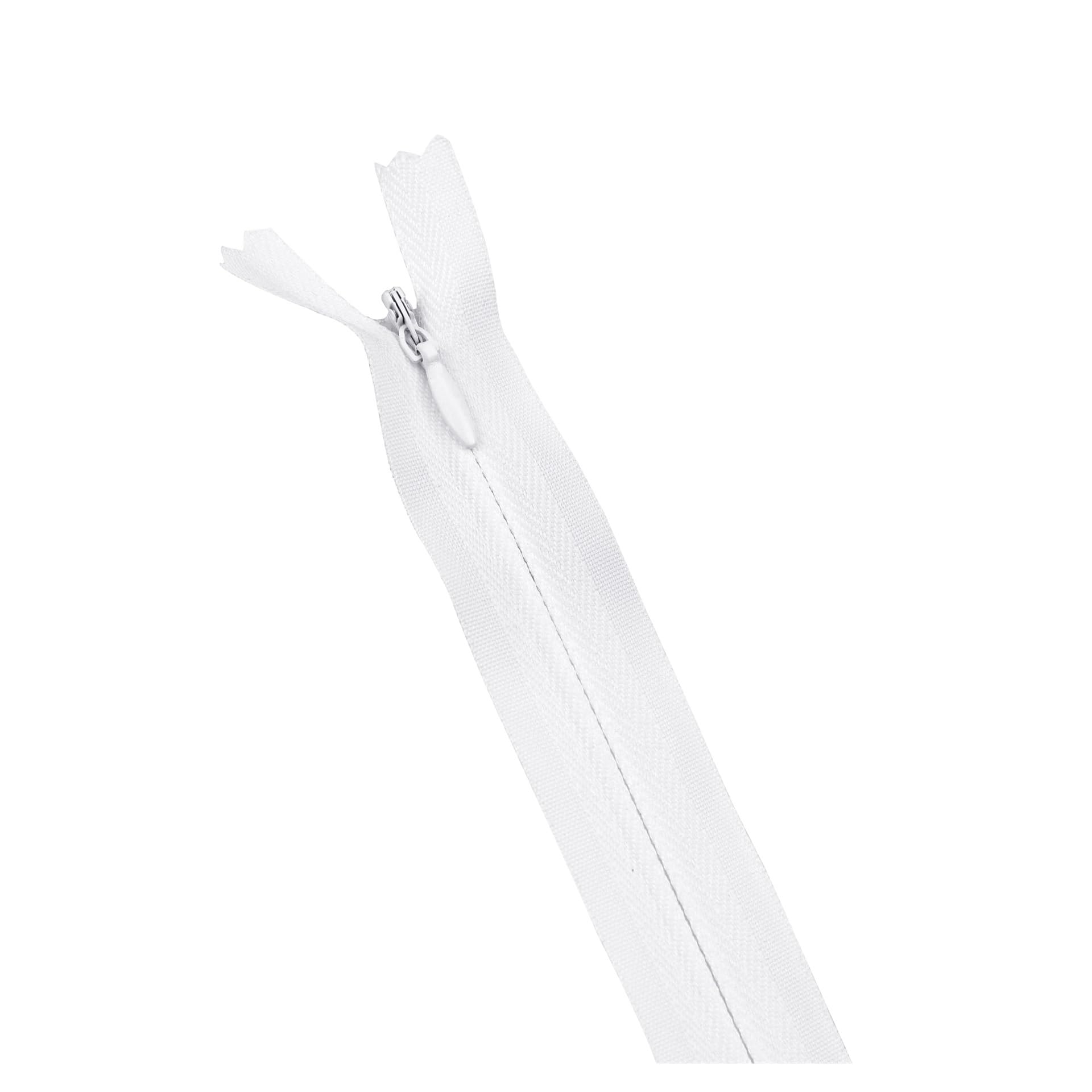 Lot de 10 fermetures éclair invisibles en nylon pour loisirs créatifs, tissu et accessoires de couture - Blanc - 45 cm - 28 cm - 35 à 60 cm