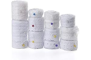 FEPITO Enchanting Encaje: 12 Rolls of Exquisite Lace Trim for Bridal Elegance and Sewing Delights