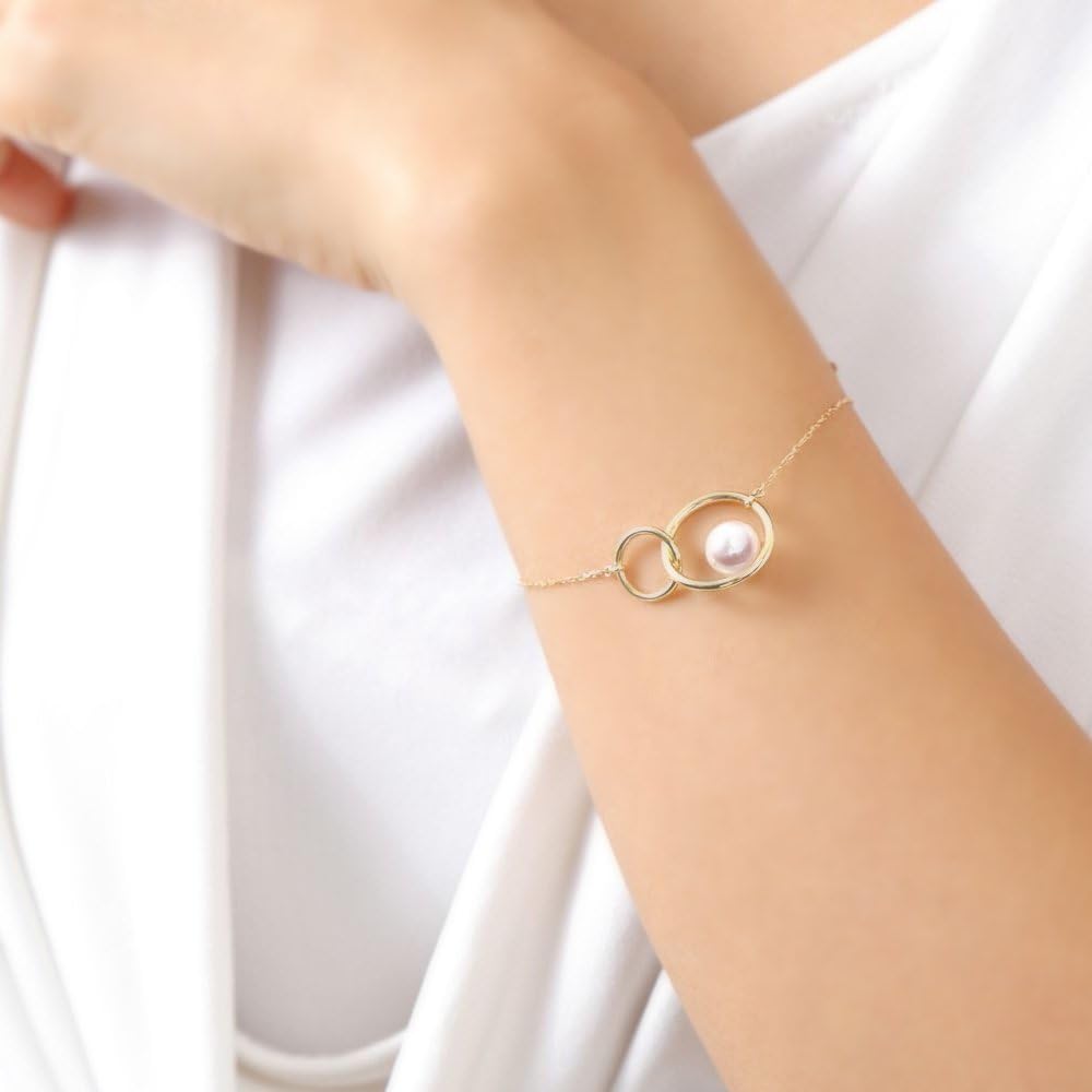 Moon Label Japanese 7.0mm Akoya Cultured Pearl Bracelet for Women with 18K Yellow Gold | Stylish Design Excellent Gift | Pearl Bracelet - Image 5