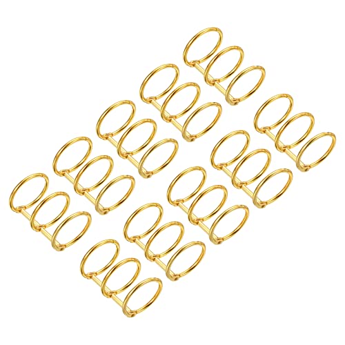 PATIKIL リング内径25.5mm バインダーリング 10個入り 取り外し可能 メタルブックリング オフィス ルーズリーフリング 3サークル 卓上カレンダー フォト アルバム用 ゴールドトーン