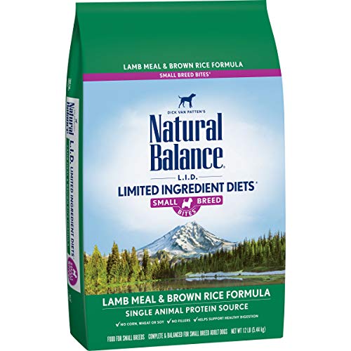 Natural Balance L.I.D. Limited Ingredient Diets Small Breed Bites Dry Dog Food, Lamb Meal & Brown Rice Formula, 12 Pounds