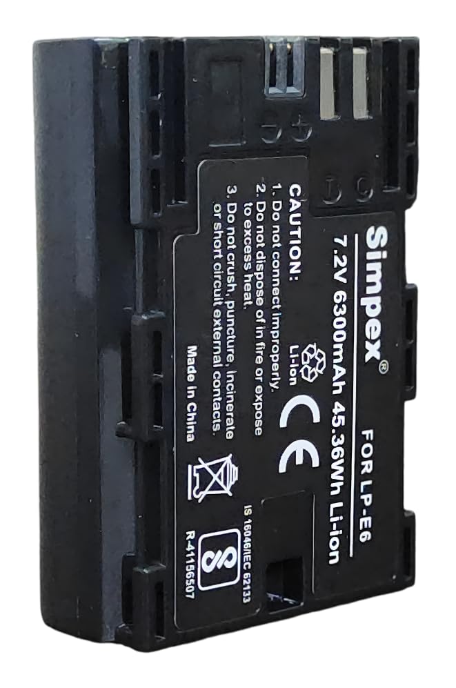 Sponsored Ad - Simpex LP-E6 6300 mAh Secondary Li-ion Rechargeable Battery for DSLR Camera, Compatibility - EOS 5D Mark IV, EOS 5Ds, 5DS R, EOS 6D, EOS 6D Mark II, EOS 7D, EOS 7D Mark II and More