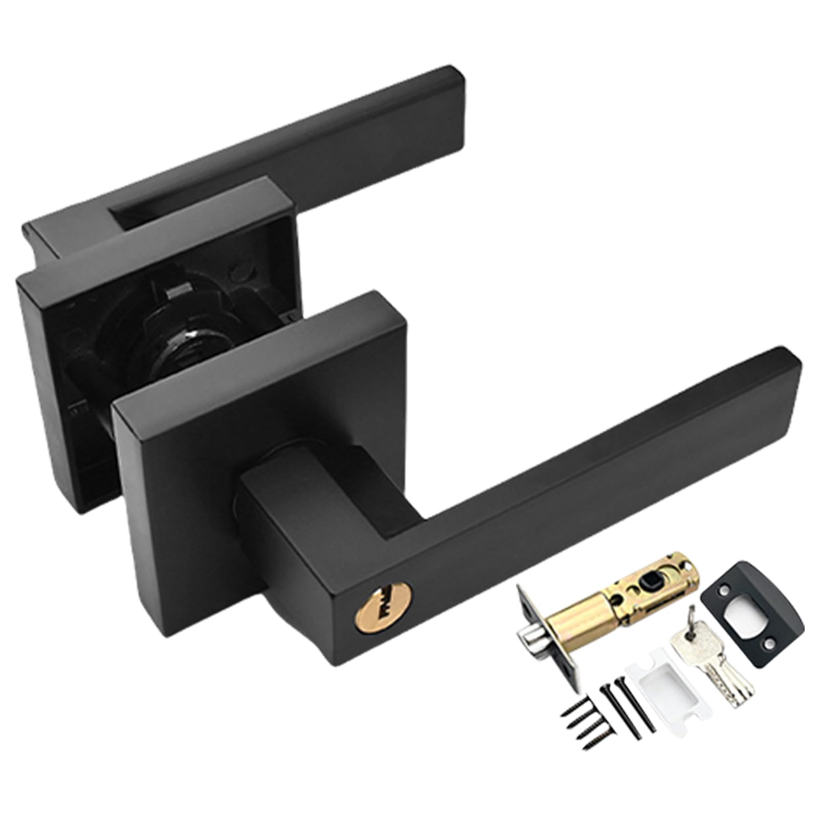 Aluminium Door Handle Set with with Set Adjustable Latches Door Handle Secure Metal for Bedroom Privacy