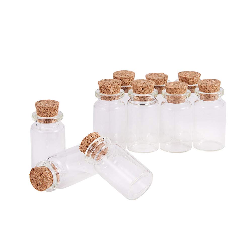 DIVISTAR 20pcs 0.5ml Vials Clear Glass Bottles with Corks and 20pcs Eye Screws Miniature Glass Bottle with Cork Empty Sample Jars Small