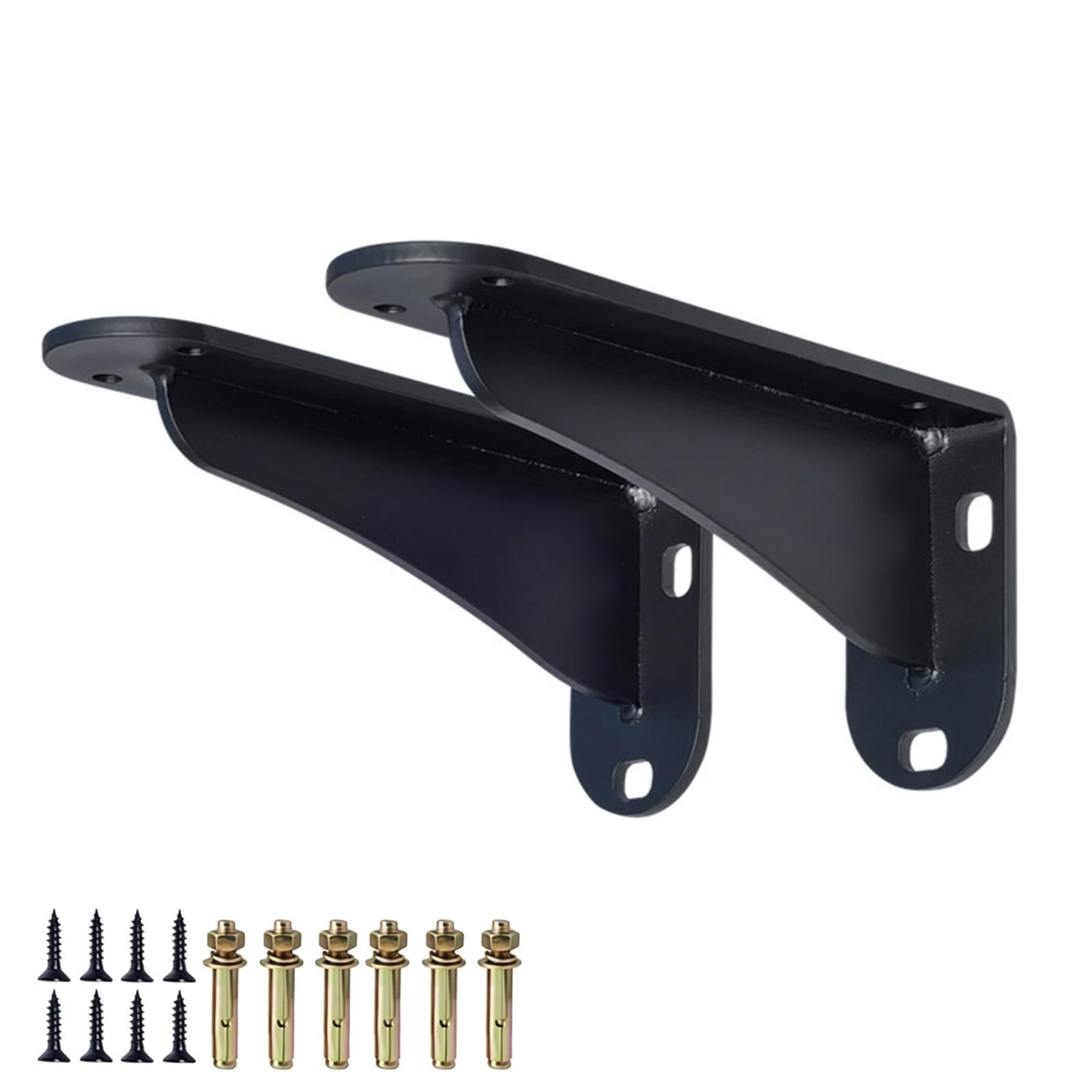 2 Piezas Soportes para Estantes de Pared,Escuadra para Estanterías Metalica,Soportes para Estanterías Flotante para Cocina Dormitorio Estudio,Con Tornillos (35cm,Negro)