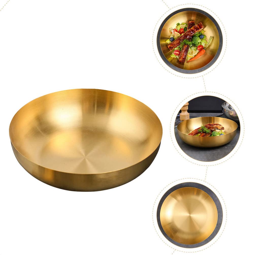 Hemoton Bol mélangeur en acier inoxydable de 23,9 cm - Bol à nouilles japonais en métal doré - Bol de service à salade pour fruits Udon Soba Pho nouilles asiatiques