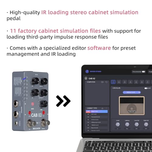 Image of MOOER CAB X2 Dual Footswitch Cab Sim IR Loading Stereo Cabinet Simulation Pedal with 14 Presets Slots Supporting Software Editing