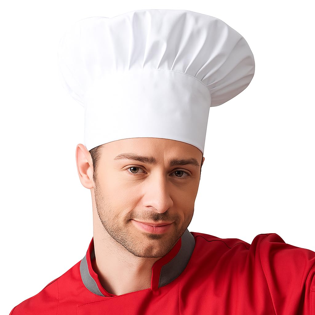 Chef Cap 1pcs Elastic Adjustable Kitchen Cooking Chef Hat Hotel Waiter Baker Chef Hat for Men & Women and Adult Kids,Chef Cap for Food Service Headwear for All Chefs
