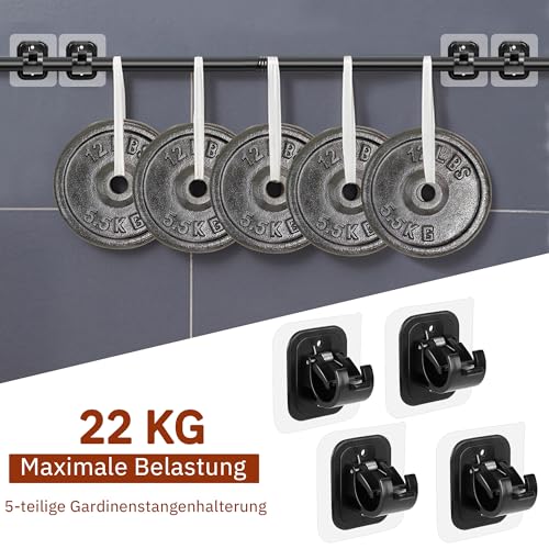 Edelstahl Curtain Rod Ohne Bohren 77-151 cm Für Schlafzimmer und Wohnzimmer Schwarz