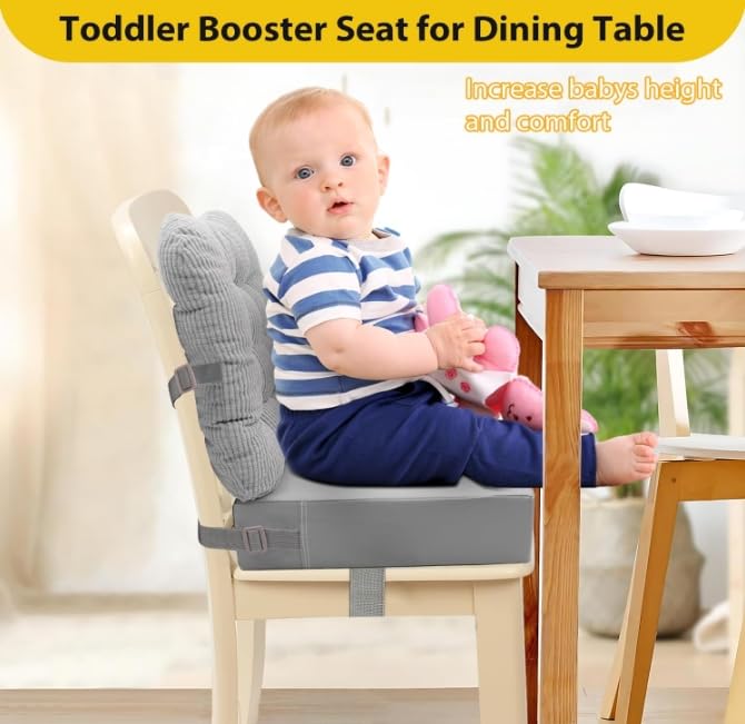 Image of Booster Seat for Kitchen Chair, Adjustable Washable Safety Belts Toddler Booster Seats (Lion)