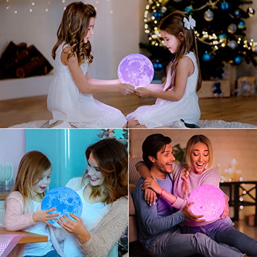 BRIGHTWORLD-Moon-Lamp-71-inch-3D-Printing-Moon-Light-16-Colors-Night-Light-Birthday-Gift-for-Kids-Girls-Boys-Women-RemoteTouch-Control-USB-Rechargeable-Brightness-Adjustable-Blue-Hand-Stand