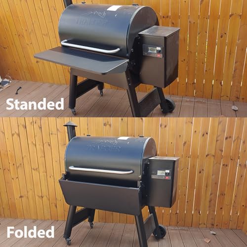 Utheer Folding Front Shelf for Traeger Pro 780 and Ironwood 885, BAC442 Grill Accessory 32.9\" x 11.5\", Heavy-Duty Steel Table Supports 60 LBS, Foldable Prep & Storage Station for BBQ Tools & Food - Thumbnail 4