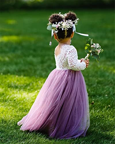 Image of Topmaker Flower Girl Dress for Toddler Baby Girls,Lace Tulle Dress for Wedding,Birthday Party,Photoshoot,Special Occasion