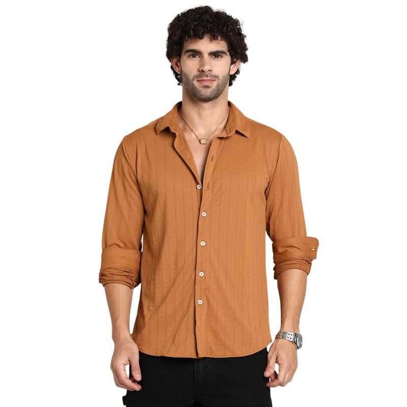Image of CAHOOT Men's Shirt for Casual Wear | Mid-Rise | Regular Fit | Button Closure | Shirt Crafted with Comfort Fit for Everyday Wear