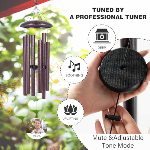 Image of ASTARIN Personalized Deep Tone Wind Chime Memorial, Customized Sympathy Wind Chimes, Memory Wind Chimes for Loved Ones Lost, Bereavement Gifts Windchimes Outdoor, Produced in Texas