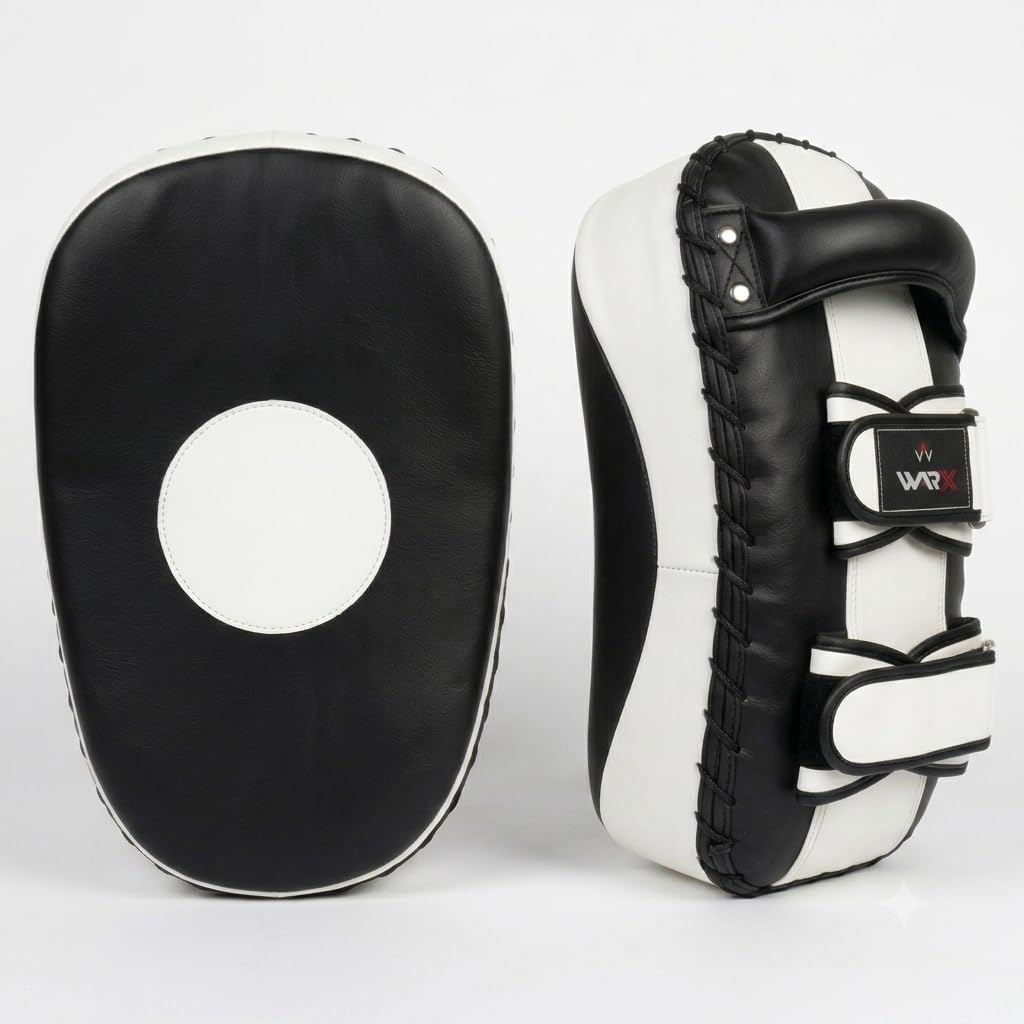 WARX Thai Kick Boxing Strike Curved Arm Pad MMA Focus Muay Punch Shield Mitt (Sold As Single) (Black/White - Round Target) — image 1