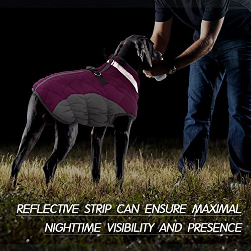 Image of FUAMEY Dog Coat for Large Dogs, Fleece Dog Winter Jacket with Harness