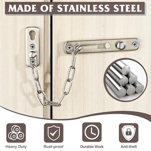 Alise Chain Door Guard Lock,Door Chain Locks with Safety Spring Anti-Theft Press Latch for Inside and Extra Front Door, Brushed Nickel(1 Pack) - Image 2