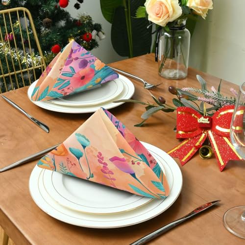 Servilletas de Tela con Estampado Floral Multicolor x6 miniatura 4